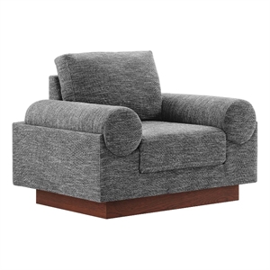 Pemberly Row Upholstered Armchair with Bolster Armrests in Gray