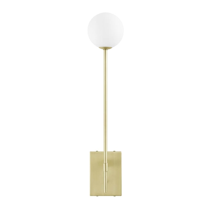 Pemberly Row Metal Wall Sconce with Opal White Glass in Satin Brass