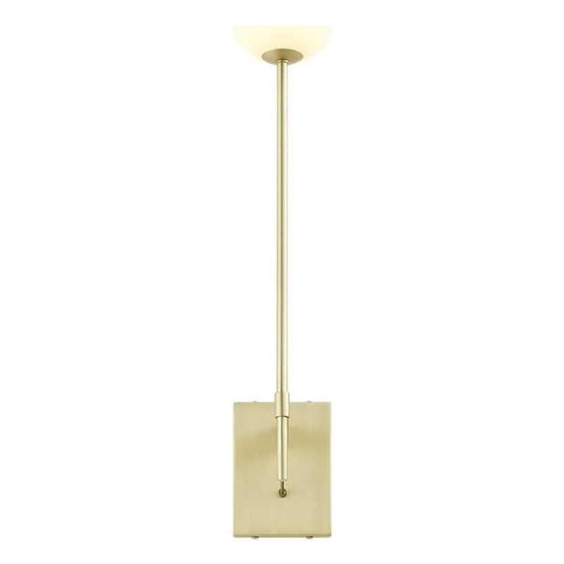 Pemberly Row Metal Wall Sconce with Opal White Glass in Satin Brass