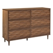 Pemberly Row Mindi Wood 6-Drawer Bedroom Dresser in Walnut