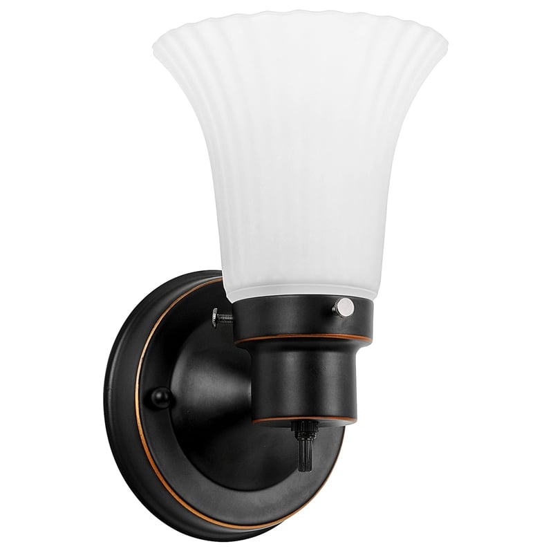 Pemberly Row Village Stainless Steel Wall Light in Oil-Rubbed Bronze