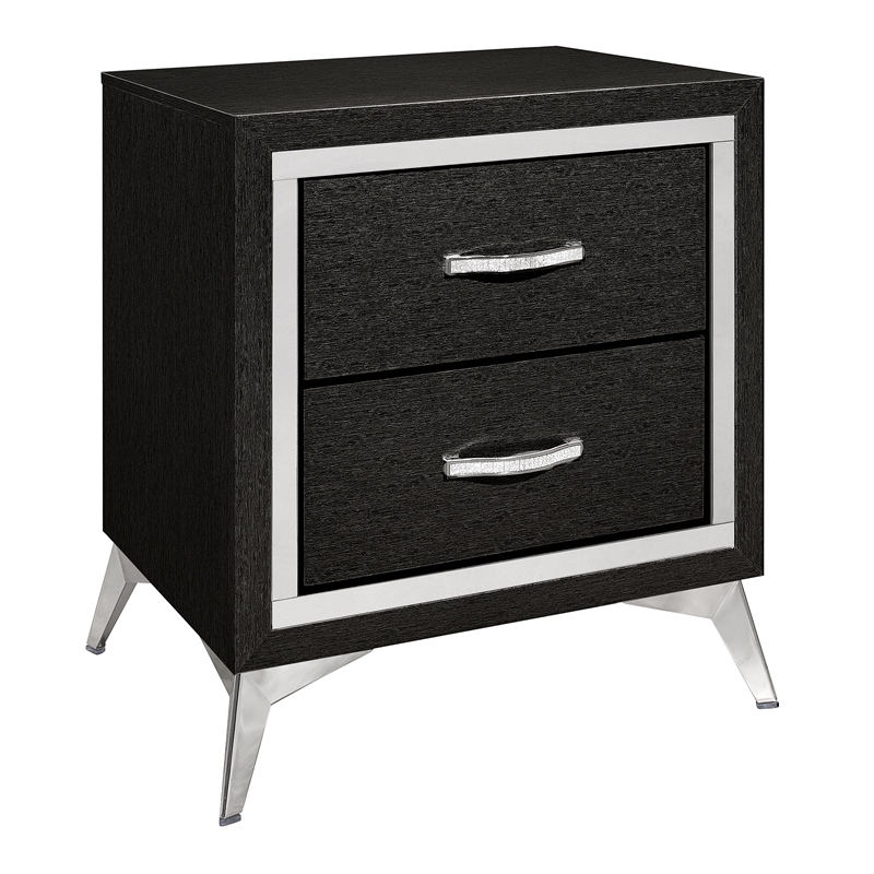 Pemberly Row 2-Drawer Solid Wood Nightstand in Black