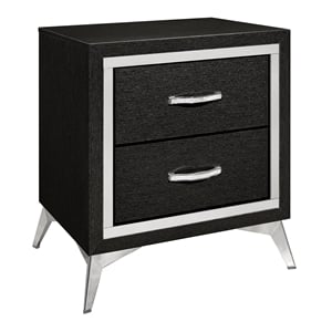 Pemberly Row 2-Drawer Solid Wood Nightstand in Black
