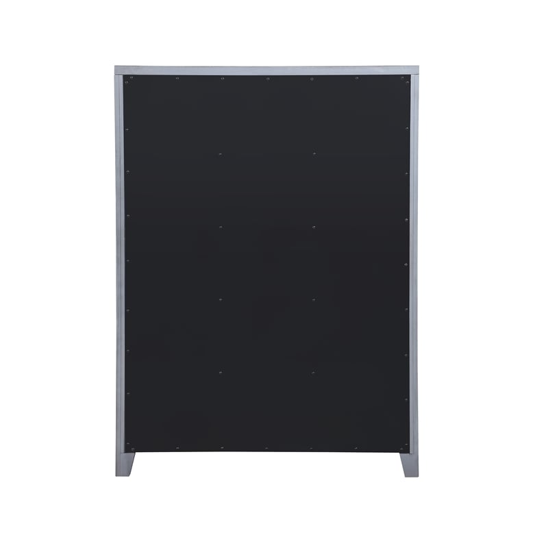 Pemberly Row 5-Drawer Chest in Solid Wood and Charcoal Finish