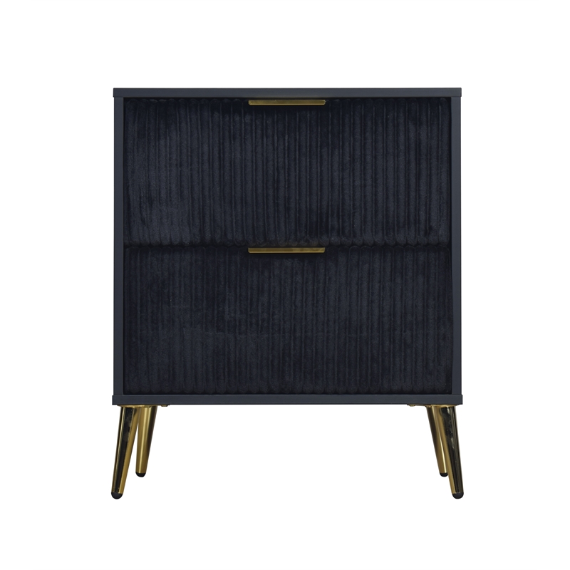 Pemberly Row 2-Drawer Wood Nightstand in Black