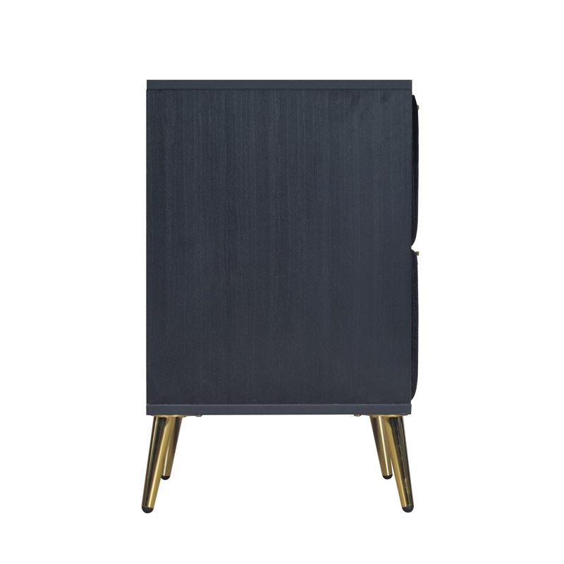 Pemberly Row 2-Drawer Wood Nightstand in Black