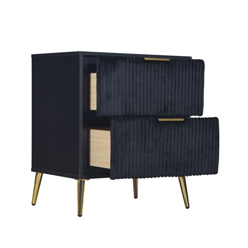 Pemberly Row 2-Drawer Wood Nightstand in Black