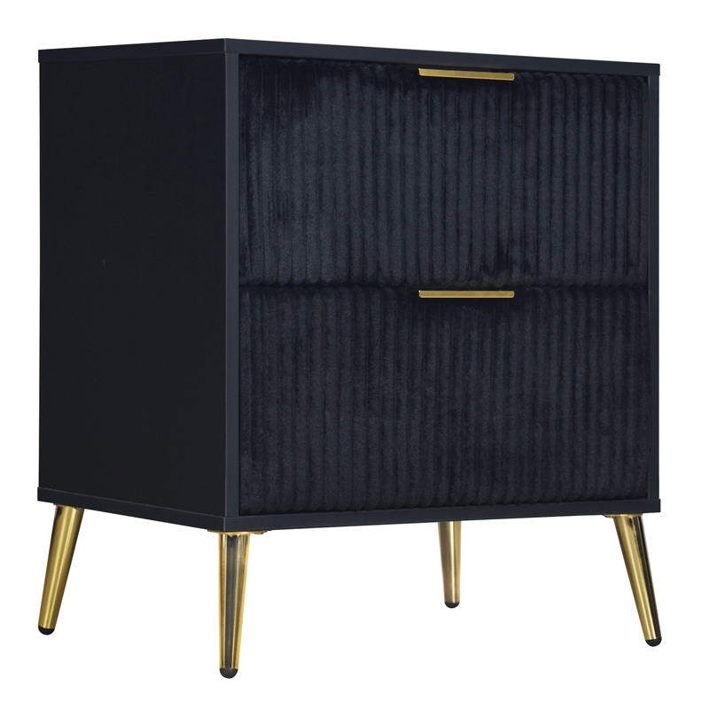 Pemberly Row 2-Drawer Wood Nightstand in Black