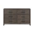 Pemberly Row Landon 6-Drawer Solid Wood Dresser in Walnut
