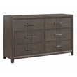 Pemberly Row Landon 6-Drawer Solid Wood Dresser in Walnut