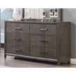 Pemberly Row Landon 6-Drawer Solid Wood Dresser in Walnut