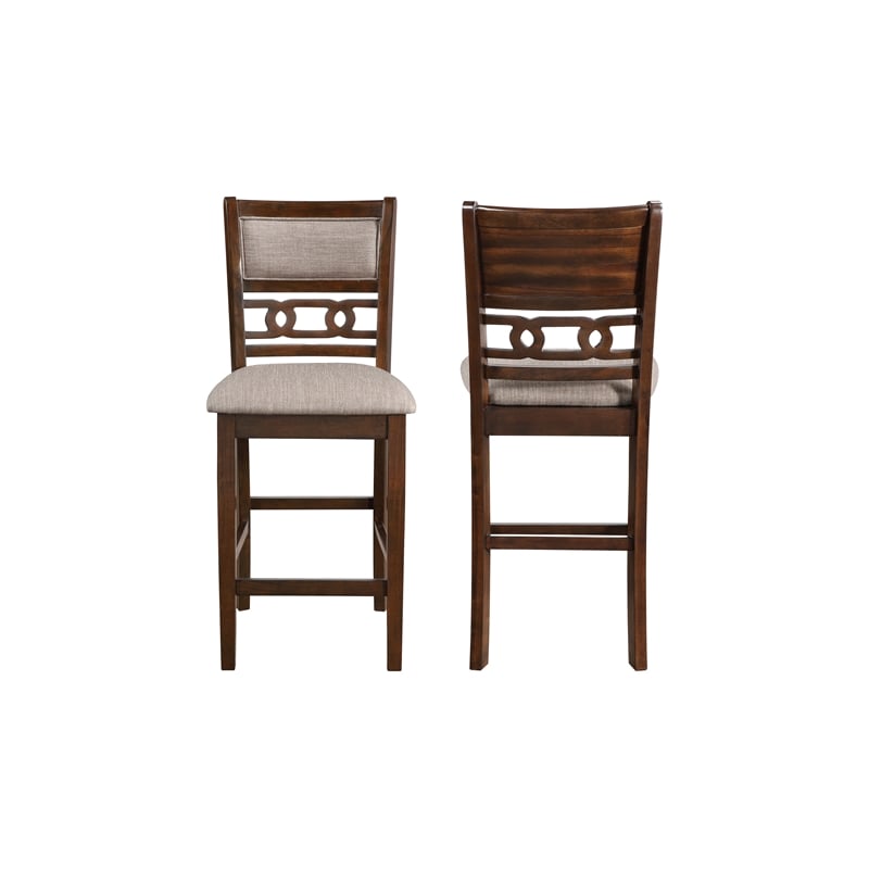 Pemberly Row Set of 4 Solid Wood Counter Chairs in Cherry Finish