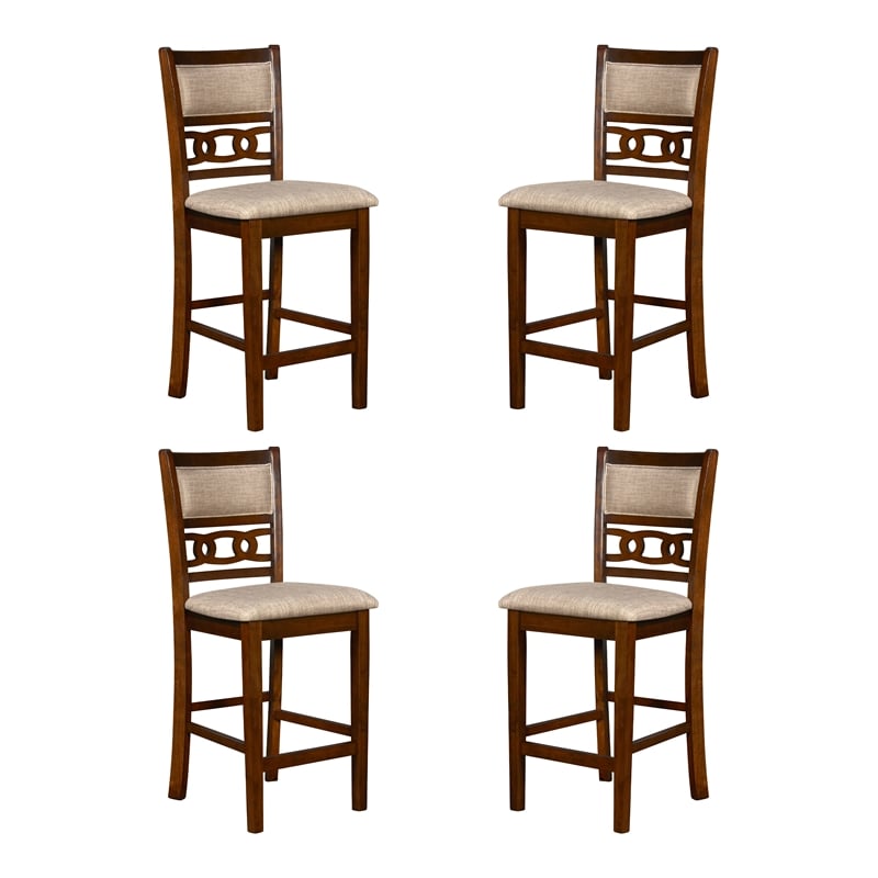 Pemberly Row Set of 4 Solid Wood Counter Chairs in Cherry Finish