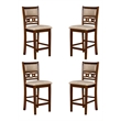 Pemberly Row Set of 4 Solid Wood Counter Chairs in Cherry Finish