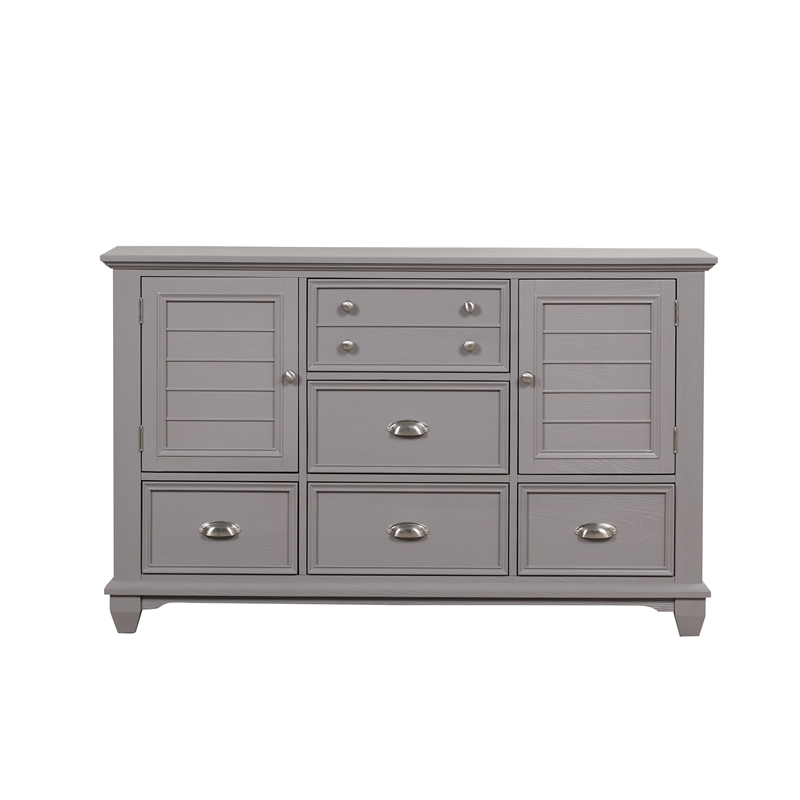 Pemberly Row Jamestown Solid Wood 5-Drawer Gray Bedroom Dresser