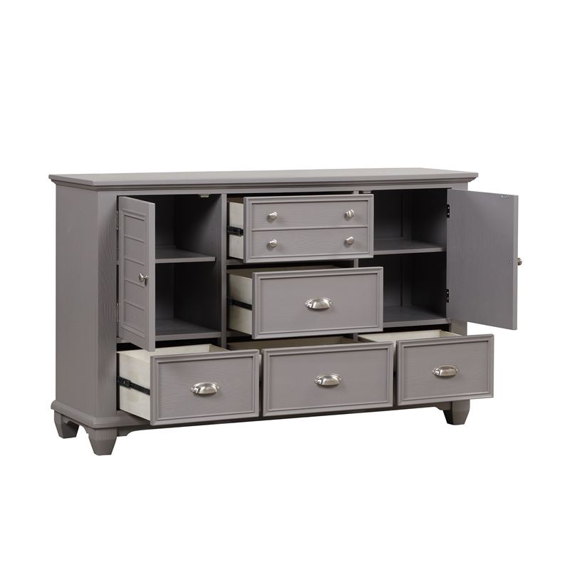 Pemberly Row Jamestown Solid Wood 5-Drawer Gray Bedroom Dresser