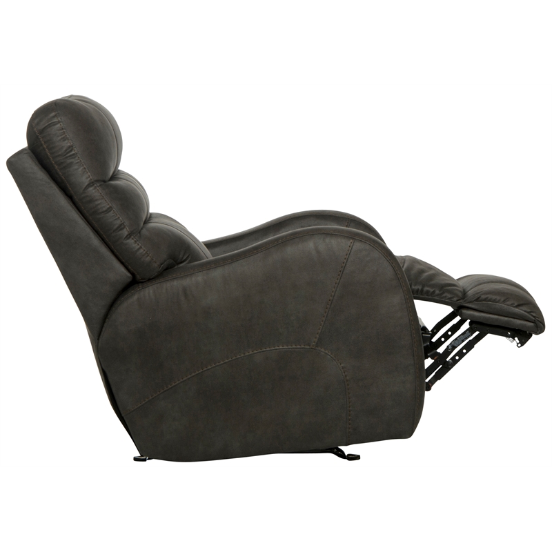 Pemberly Row Gray Power Rocker Recliner with USB Charging Port