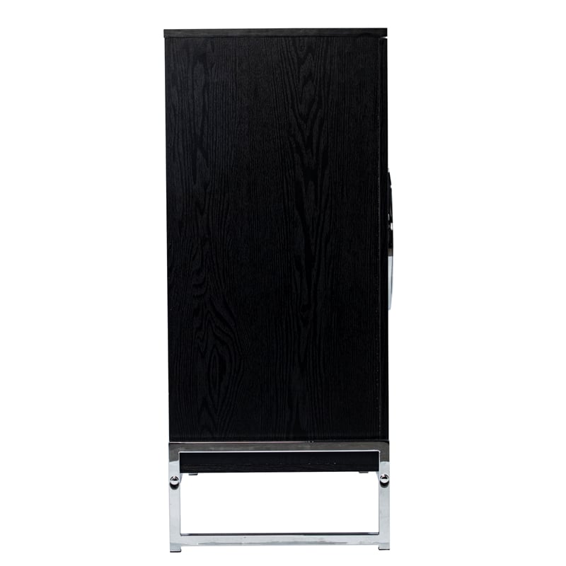 Pemberly Row Engineered Wood and Iron Black Wine Cabinet
