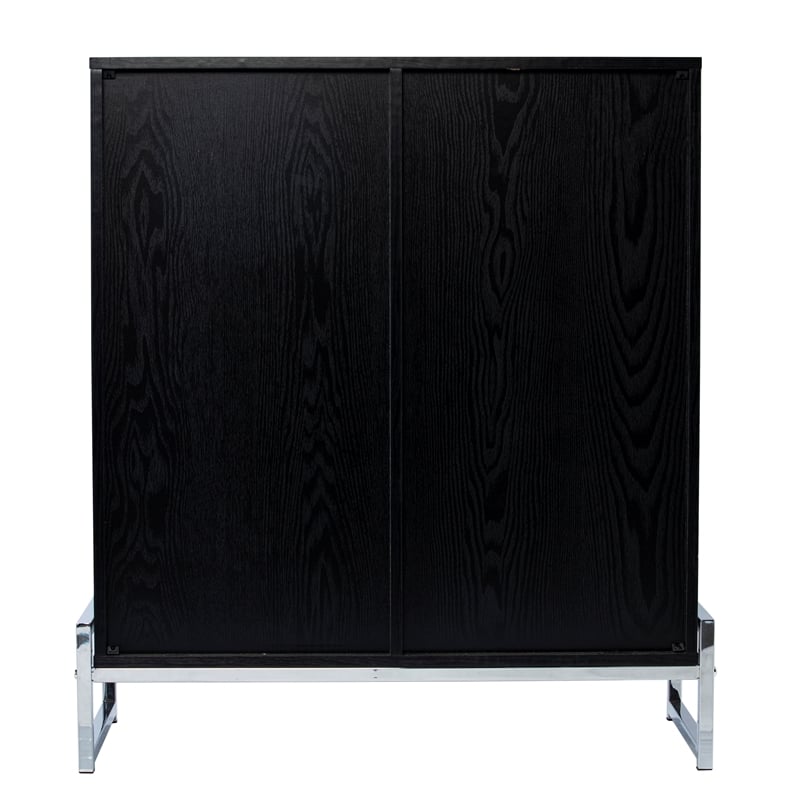 Pemberly Row Engineered Wood and Iron Black Wine Cabinet