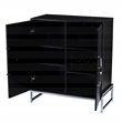 Pemberly Row Engineered Wood and Iron Black Wine Cabinet