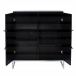 Pemberly Row Engineered Wood and Iron Black Wine Cabinet