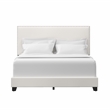Pemberly Row Full Upholstered Bed in White Faux Leather with Nail Head Trim