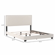 Pemberly Row White Faux Leather Queen Bed with Nail Head Trim