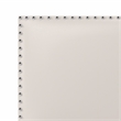 Pemberly Row White Faux Leather Queen Bed with Nail Head Trim