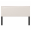 Pemberly Row White Faux Leather Queen Bed with Nail Head Trim