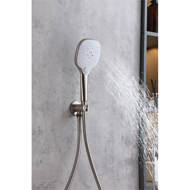 Pemberly Row Brass Shower Faucet System in Brushed Nickel
