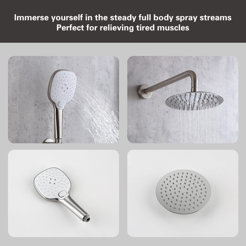 Pemberly Row Brass Shower Faucet System in Brushed Nickel