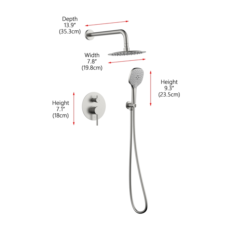 Pemberly Row Brass Shower Faucet System in Brushed Nickel