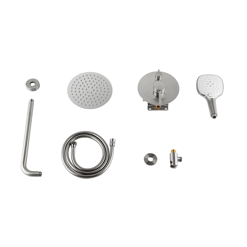 Pemberly Row Brass Shower Faucet System in Brushed Nickel