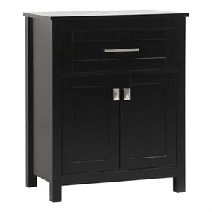 Pemberly Row 24&quot Wood Freestanding Storage Cabinet in Black