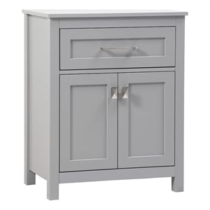 Pemberly Row 24&quot Wood Freestanding Storage Cabinet in Grey