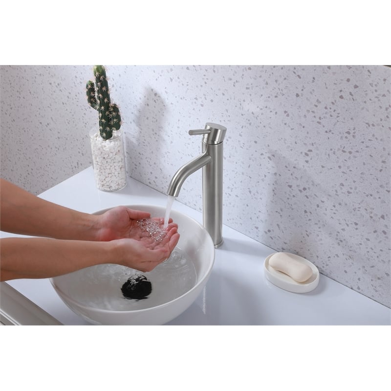 Pemberly Row Stainless Steel Bathroom Faucet in Brushed Nickel