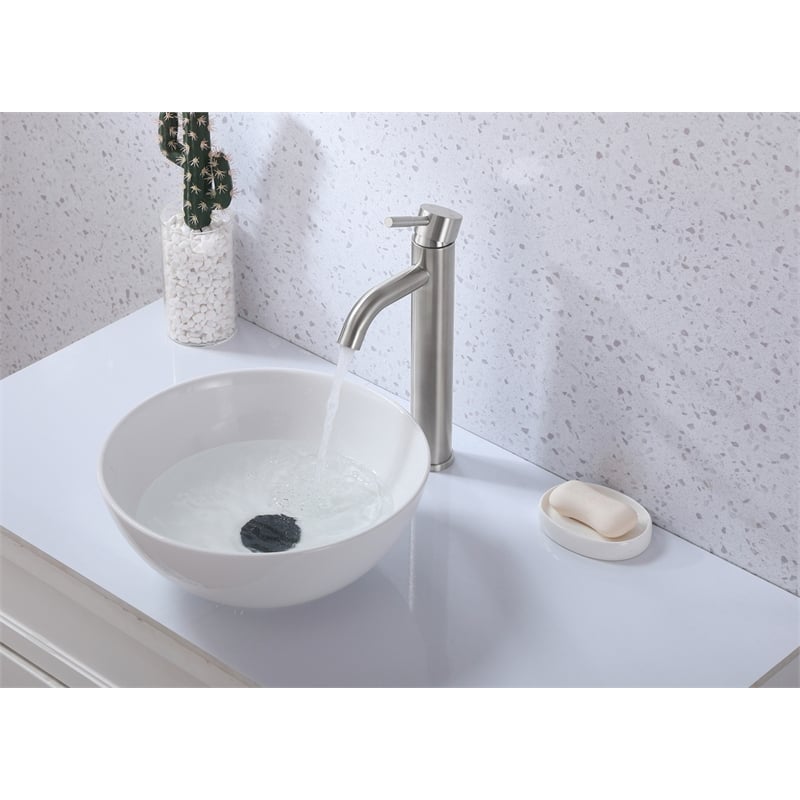 Pemberly Row Stainless Steel Bathroom Faucet in Brushed Nickel