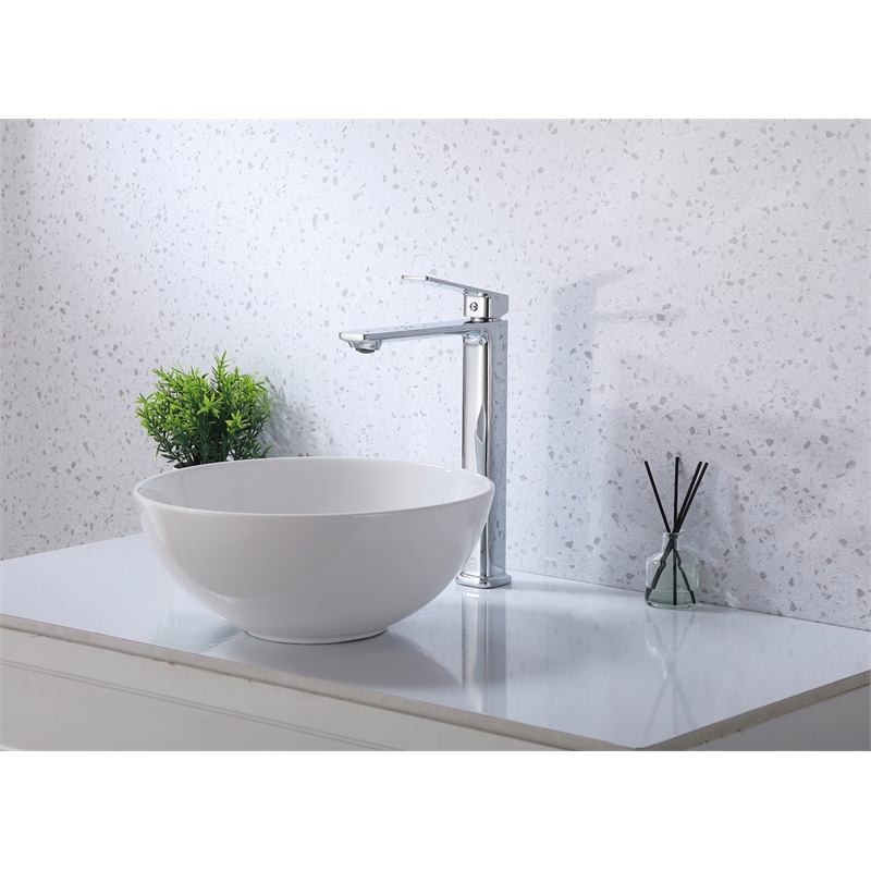 Pemberly Row Brass Single Handle Bathroom Faucet in Chrome