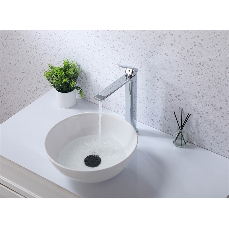 Pemberly Row Brass Single Handle Bathroom Faucet in Chrome
