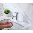 Pemberly Row Modern Single Handle Stainless Steel Bathroom Faucet in Chrome