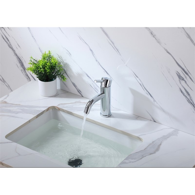 Pemberly Row Modern Single Handle Stainless Steel Bathroom Faucet in Chrome