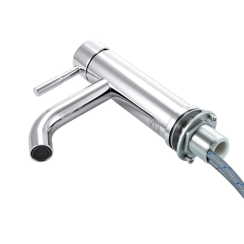 Pemberly Row Modern Single Handle Stainless Steel Bathroom Faucet in Chrome