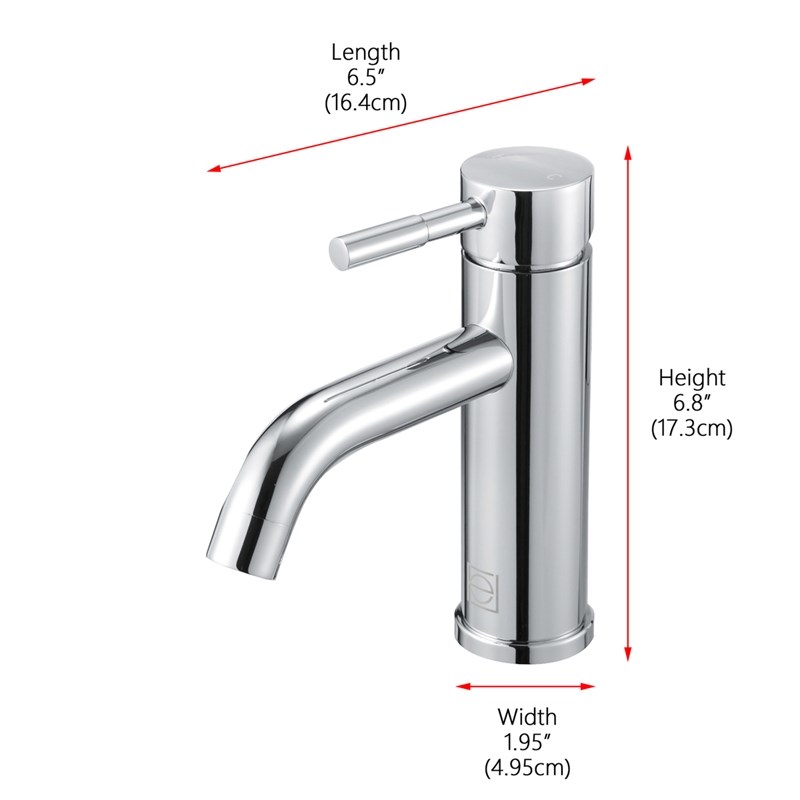 Pemberly Row Modern Single Handle Stainless Steel Bathroom Faucet in Chrome