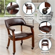 Pemberly Row Dillon Armchair with Wheels in Espresso Vegan Leather