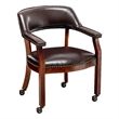 Pemberly Row Dillon Armchair with Wheels in Espresso Vegan Leather