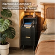 Pemberly Row Slim Black Nightstand with 2 Drawers in Engineered Wood