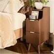 Pemberly Row Slim Brown Fluted Nightstand with 2 Drawers in Engineered Wood