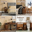 Pemberly Row Slim Brown Fluted Nightstand with 2 Drawers in Engineered Wood