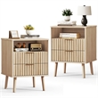 Pemberly Row Medium Wood Set of 2 Nightstands with Fluted Drawers