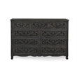 Pemberly Row 9-Drawer Floral Carved Solid Wood Farmhouse Dresser in Black